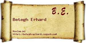 Betegh Erhard névjegykártya